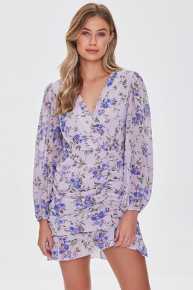 Forever 21 Ruched Floral Print Mini Dress