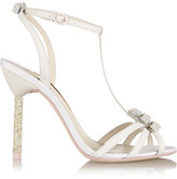 Thumbnail for your product : Webster Sophia Fleur embellished leather and glitter-finished twill sandals