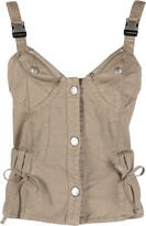 Buckle-Embellished Cotton Corset Top 