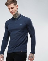 Thumbnail for your product : Pretty Green Barton Long Sleeve Pique Polo In Navy