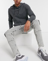 Thumbnail for your product : Bershka super skinny cargo trousers in grey acid wash