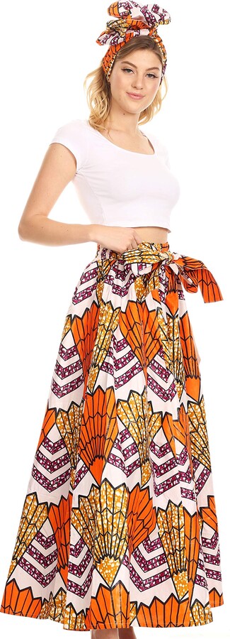 Sakkas W-061 - Sora Women's Wide Leg Loose African Ankara Print Pants  Casual Elastic Waist - 18-WhiteMulti - OS - ShopStyle