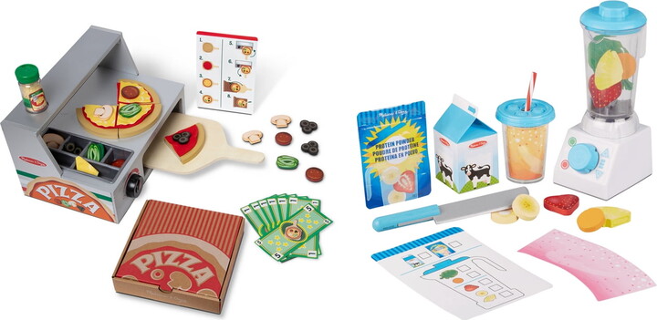 Melissa & Doug Top & Bake Pizza Counter with Smoothie Maker Blender Set
