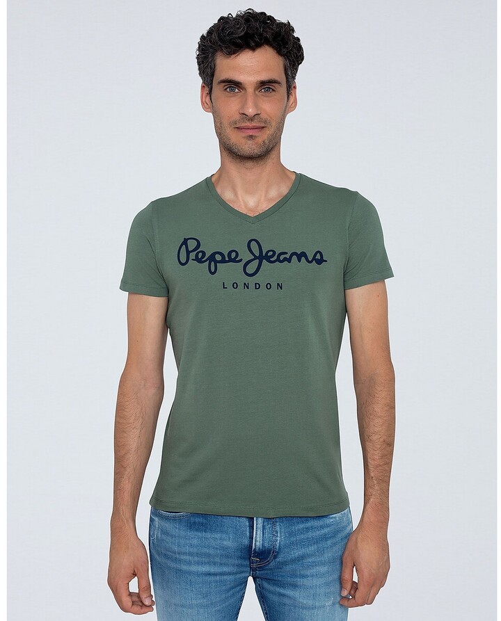 Pepe Jeans Original Stretch Cotton T-Shirt with V-Neck - ShopStyle