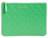 Thumbnail for your product : Comme des Garcons 'Embossed Clover' Leather Zip-Up Pouch - Green