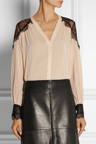 Thumbnail for your product : Alice + Olivia Sofia lace-trimmed stretch-silk georgette blouse