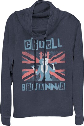 Disney Junior's Cruella Cruell Britannia Cowl Neck Sweatshirt - Navy Blue - X Small