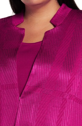 Ming Wang Notch Collar Textured Knit Jacket