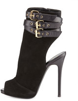 Thumbnail for your product : Giuseppe Zanotti Suede Triple-Strap Bootie, Black