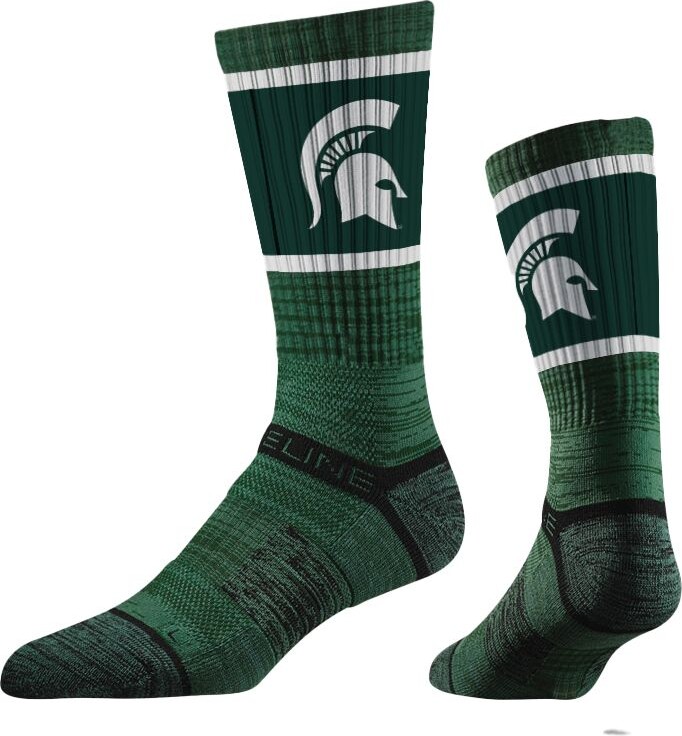 Strideline Michigan State Spartans Logo Crew Socks, Men's, Wash