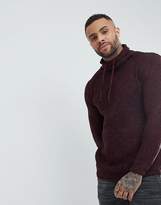 Thumbnail for your product : Pull&Bear Knitted Sweater With Wrap Around Collar In Burgundy