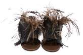 Thumbnail for your product : Brunello Cucinelli Feather-Accented Leather Sandals