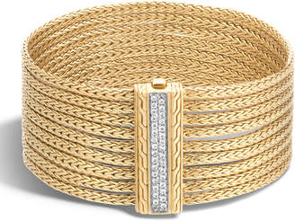 John Hardy Classic Chain 18K Diamond 9-Row Chain Bracelet, Size M