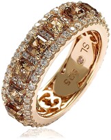 Thumbnail for your product : Suzy Levian Rose-Tone Sterling Silver Brown Asscher Cut & White CZ Eternity Band Ring