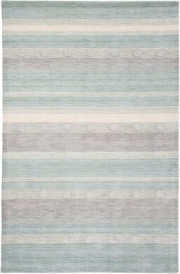 Harriet Bee Gosselin Striped Handmade Tufted Wool Aqua/Gray Area Rug -  ShopStyle