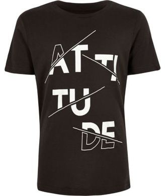 River Island Boys charcoal 'Attitude' print T-shirt