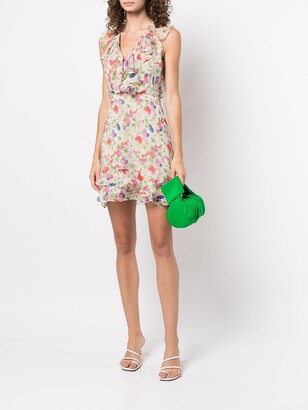 Saloni Floral-Print Ruffled Mini Dress