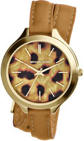 Thumbnail for your product : MICHAEL Michael Kors Michael Kors Mid-Size Tan Leather Runway Three-Hand Watch