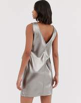 Thumbnail for your product : Vila metallic mini shift dress in grey with frill detail