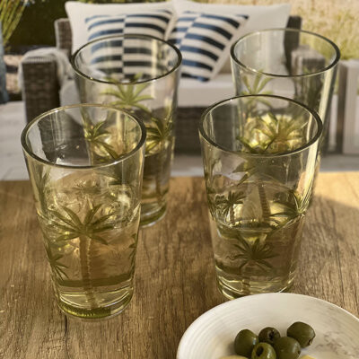 Bay Isle Home 4-piece 20oz Palm Tree Design Acrylic Drinking Glasses Set - Bpa Free Unbreakable Plastic Hi Ball Tumblers For Cocktails, Water, Parties