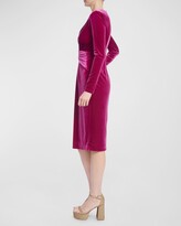 Thumbnail for your product : Badgley Mischka Crossover Stretch Velvet Sheath Dress