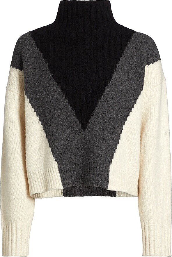 Proenza Schouler Women's Alma Graphic Instrasia-Knit Sweater - Grey Multi - Size Medium