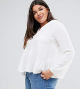 Thumbnail for your product : ASOS Curve CURVE V Neck Blouse with Ruffle Hem