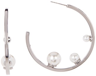 Rebecca Minkoff Three Faux Pearl Hoop Earrings