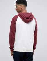 Thumbnail for your product : Hollister Icon Logo Hoodie Contrast Raglan Sleeves Regular Fit In Oatmeal/Burgundy