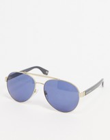 Thumbnail for your product : Marc Jacobs aviator sunglasses in gold with blue lens