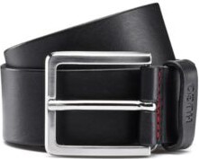 Grainy embossed-leather belt with brushed metal hardware- Black Men's Casual Belts size 34
