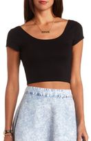 Thumbnail for your product : Charlotte Russe Double Scoop Short Sleeve Crop Top