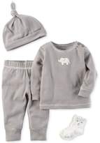 Thumbnail for your product : Carter's 4-Pc. Striped Hat, Elephant Top, Pants and Socks Set, Baby Boys and Girls