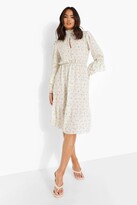 Thumbnail for your product : boohoo Floral Print Ruffle Neck Midi Dress