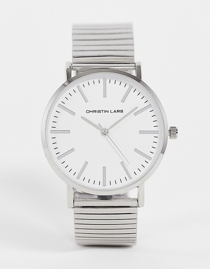 Christin Lars Christian Lars Mens bracelet watch with white dial in silver ShopStyle