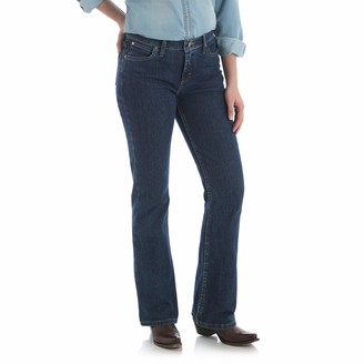 Wrangler Women's As Real As Classic Fit Bot Cut Red Casted Blue Indigo Jean