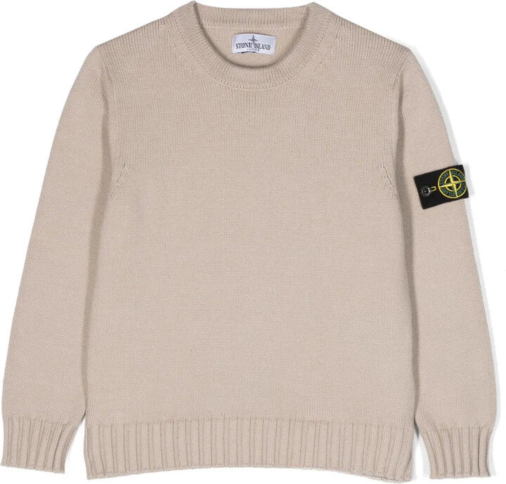 Stone Island Junior Compass-patch cotton-blend jumper