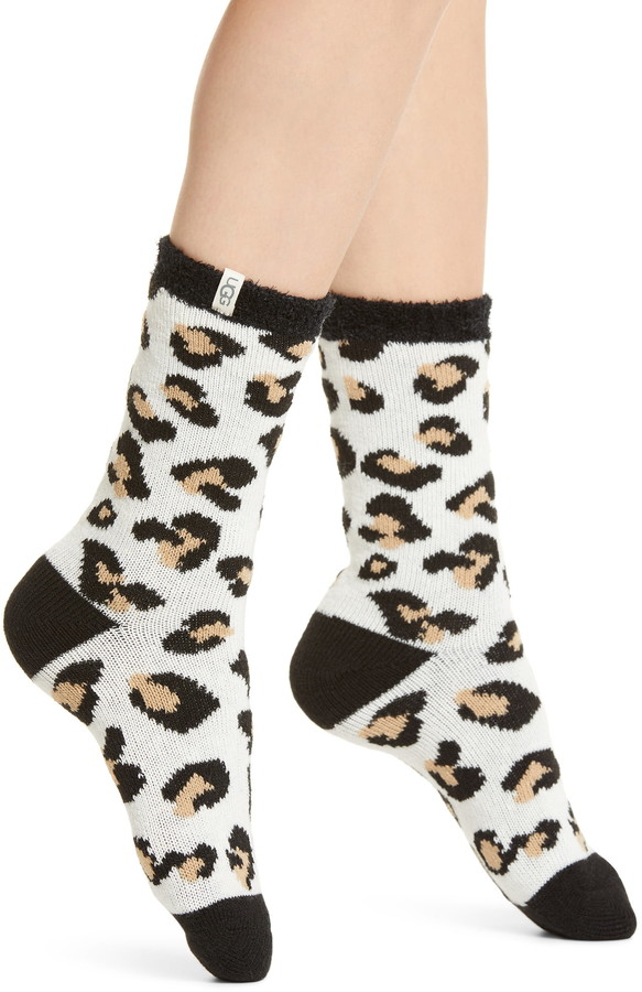 UGG Josephine Leopard Fleece Lined Socks - ShopStyle
