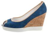 Thumbnail for your product : Hogan Suede Peep-Toe Wedges