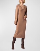 Thumbnail for your product : Equipment Jeannie Cashmere V-Neck Midi Sweater Dress