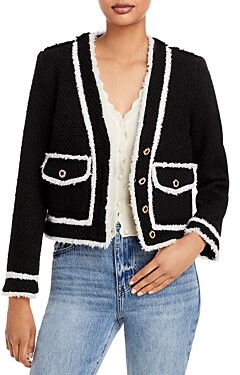 black jacket with white trim