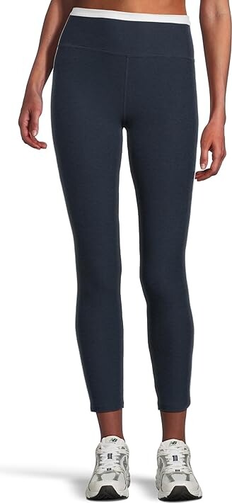 Beyond Yoga Spacedye Trophy High Waisted Midi Leggings Women's Workout Nocturnal Navy/Cloud White : LG (US Women's 10-12)