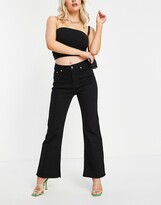 Thumbnail for your product : ASOS Petite DESIGN Petite high rise 'Y2K' stretch flare jeans in black