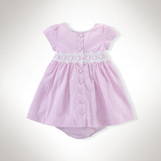 Ralph Lauren Baby Girl Lace-Trim Seersucker Dress