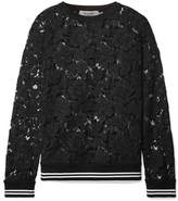 Valentino - Jersey-trimmed Corded Cotton-blend Lace Sweatshirt - Black