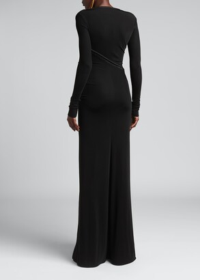 Buckle-detail strapless sablé gown in black - Tom Ford