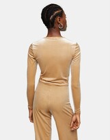 Thumbnail for your product : Topshop New Velour Ls Top T-shirt Beige