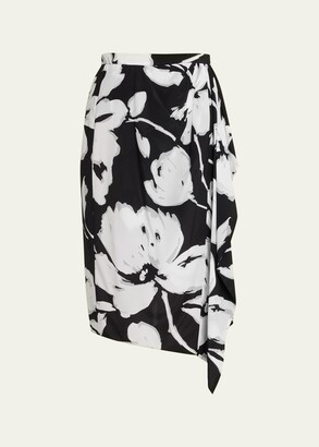 Floral Brushstoke Printed Sarong Skirt