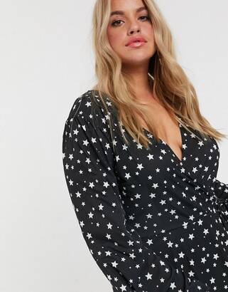 Simply Be wrap dress in star print