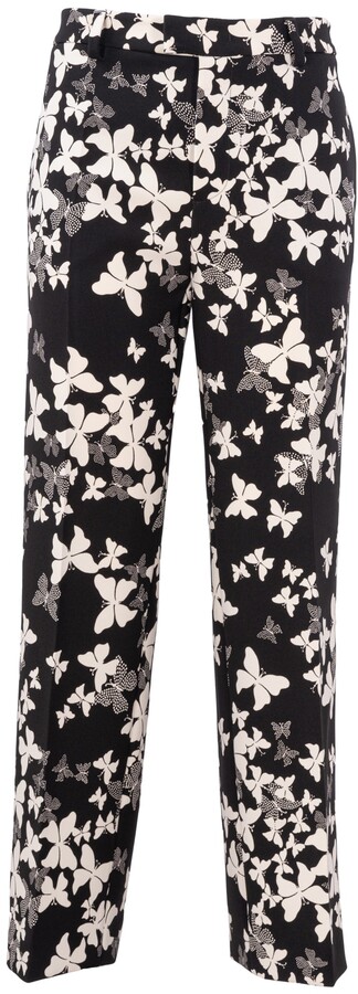 REDValentino Silk Pants With Flowers And Stripes Print - Pants for